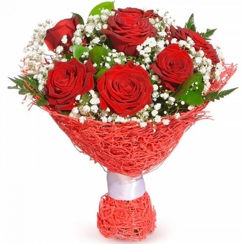7 adet kırmızı gül buketi  Antalya Melisa çiçekçiler 